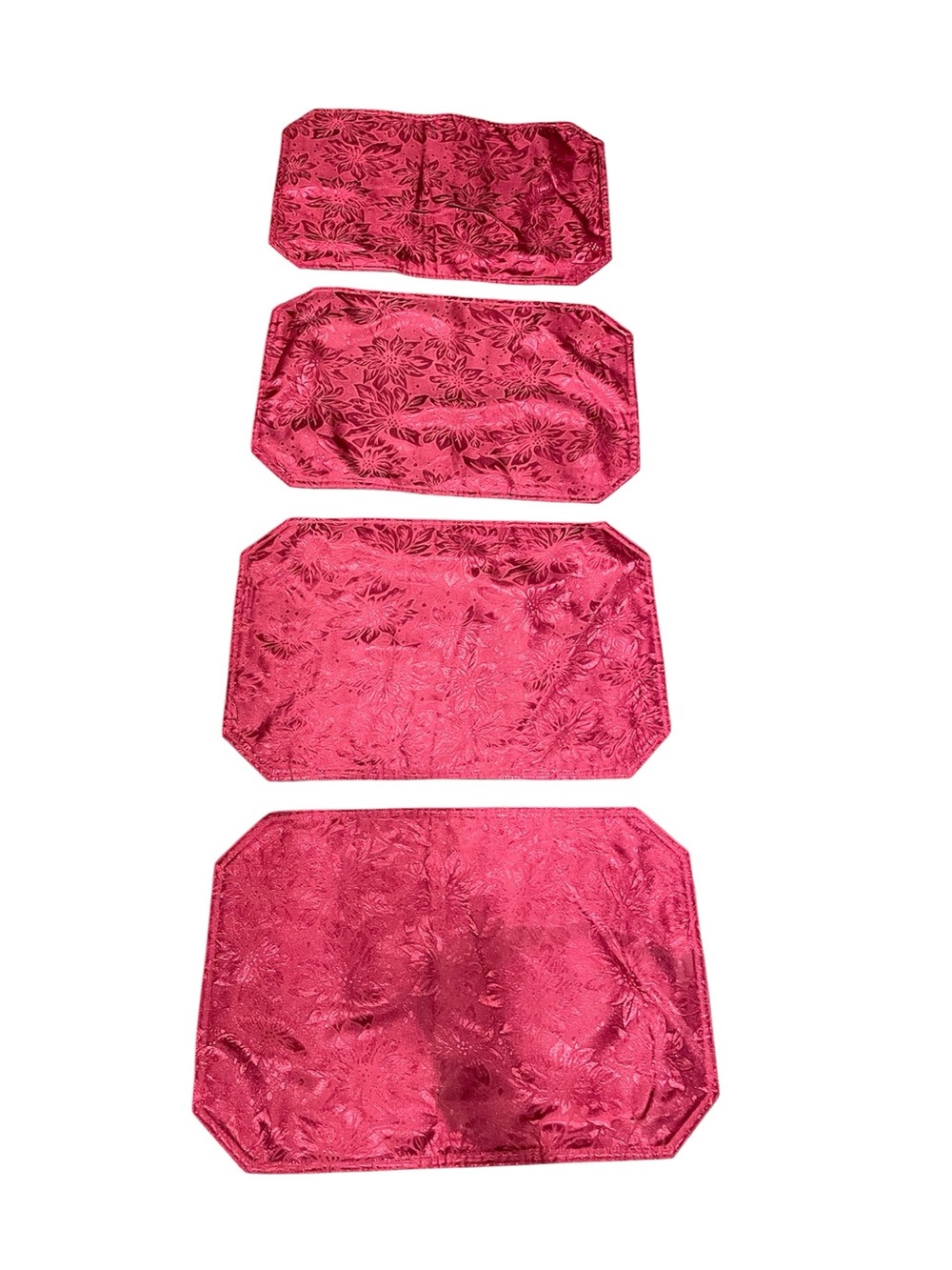 Set of 4 Rich Red Magenta Jacquard Placemats, Elegant Classic Dining Table Decor